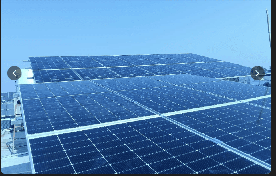 Large rooftop solar array installed by Shri Hari Solar Solutions